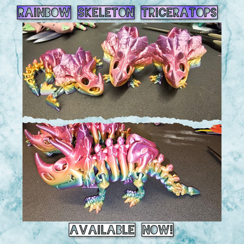 Rainbow licensed flexi factory skeleton triceratops